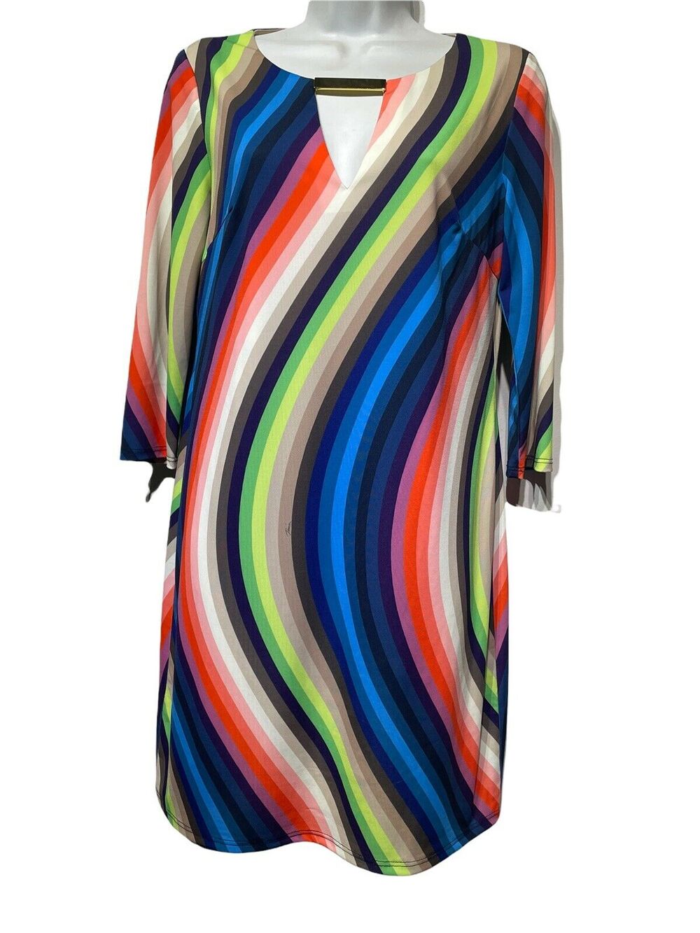 Trina Turk Bolero Wave Stripe Jersey Retro Shift Dress size 4